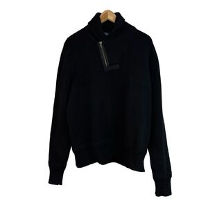 Vtg Polo Ralph Lauren Men's Large Sweater‎ Black Lambswool Quarter Zip Knit